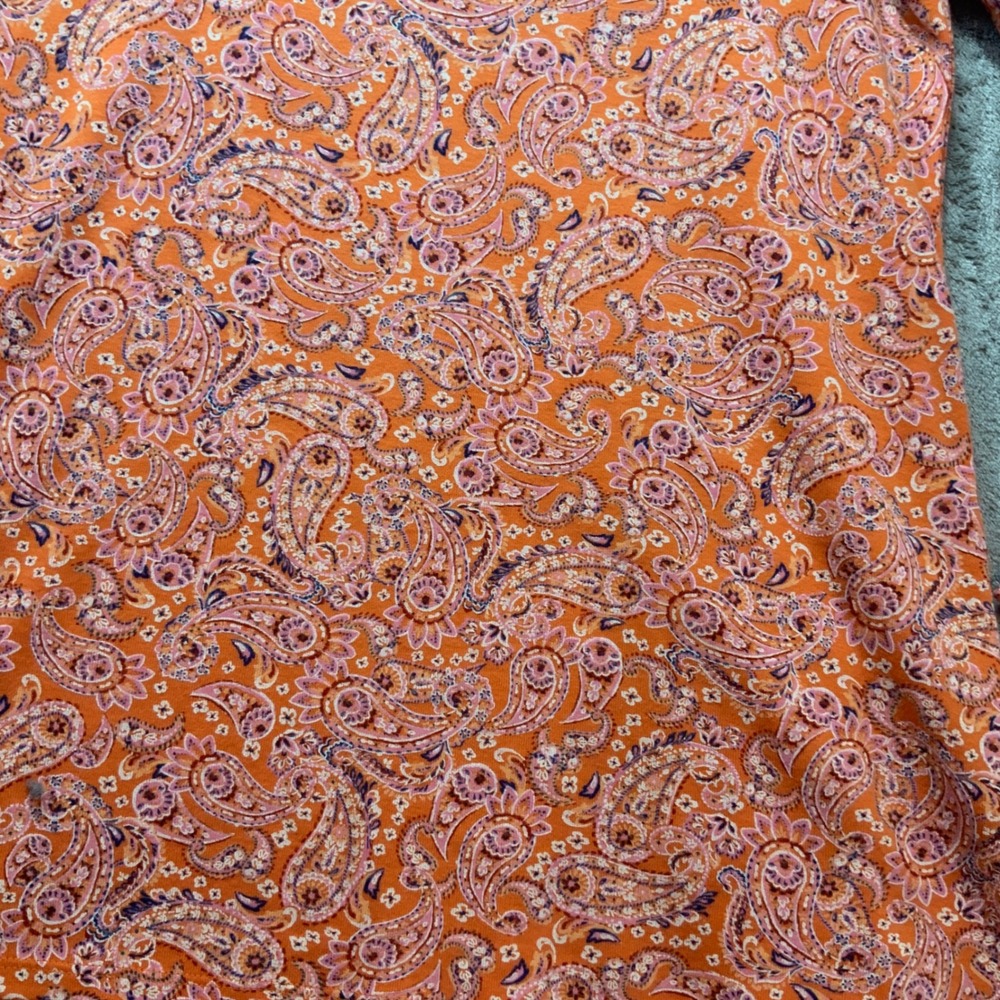 J. Jill Womens Orange Paisley Pima Cotton Long Sleeve Crew Neck Tee Size M - Picture 2 of 8